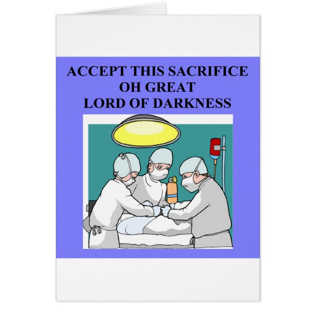 demoniskt doktor-/kirurgskämt hälsningskort (Framsidan)