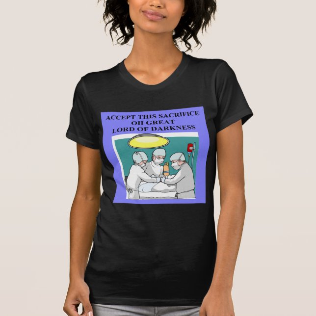 demoniskt doktor-/kirurgskämt tee shirt (Framsida)