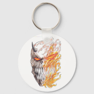 Demoniskt konsthuvud som drar Keychain Nyckelring