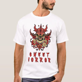 Demoniskt skal med Blommigt-dekorationer T Shirt
