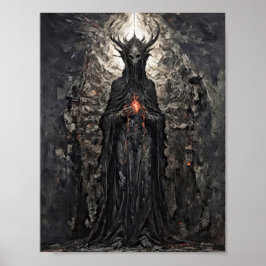 Demonkung med brinnande hjärta i gotisk kyrka poster