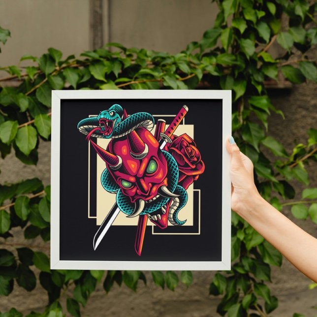 Demons Embrace; Oni-mask och Snake Poster (Skapare uppladdad)