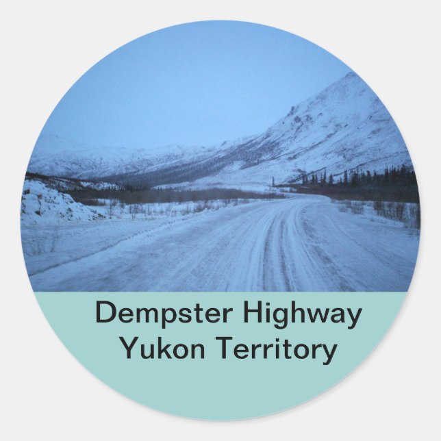 Dempster Highway Sticker Runt Klistermärke (Framsida)