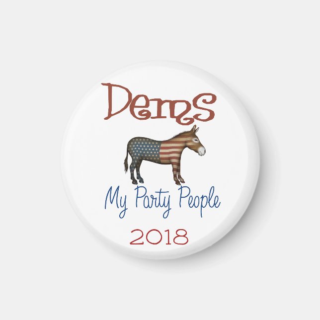 DEMS My Party Patriotic Donkey Design Magnet (Framsidan)