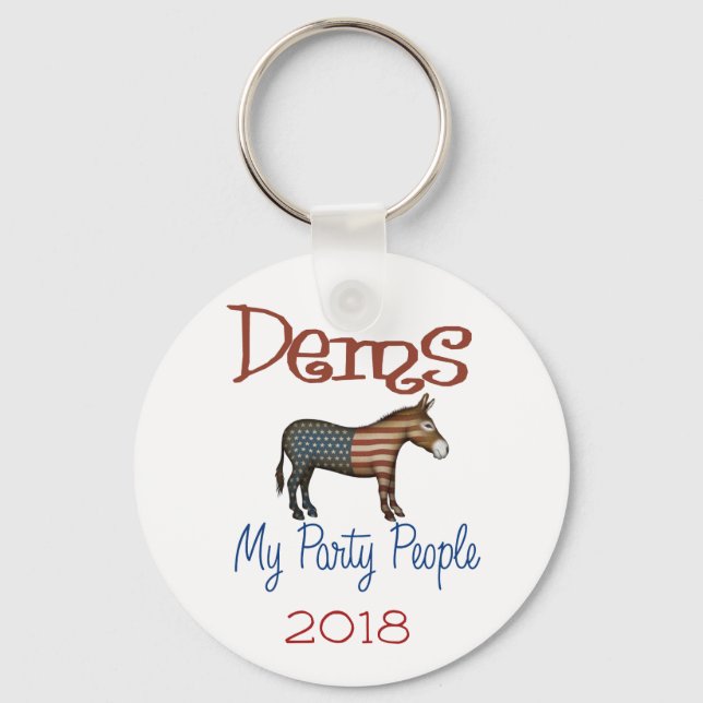 DEMS My Party Patriotic Donkey Design Nyckelring (Framsida)