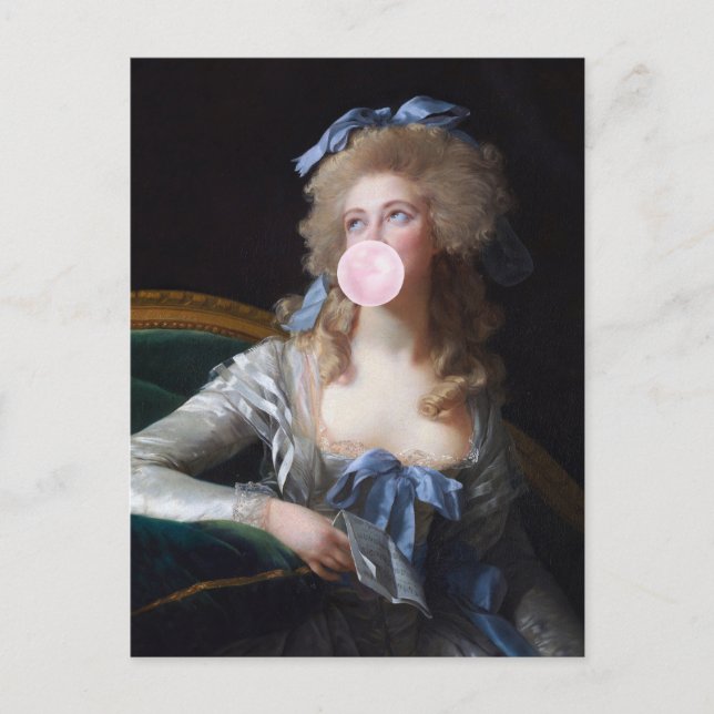 Demure with Pink Bubble Gum Vykort (Framsida)