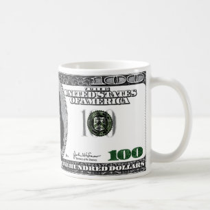 den 100 dollar muggen kaffemugg