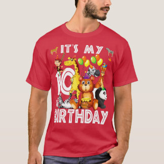 Den 10:e födelsedagen Safari Jungle Animals Älskar T Shirt