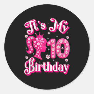 Den 10:e födelsedagsdockan 10 år gammal dag G Runt Klistermärke