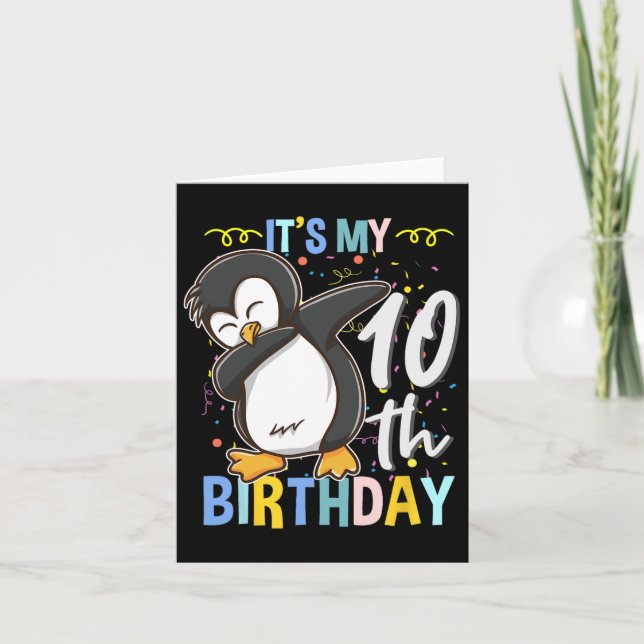 Den 10:e födelsedagskalkaren Penguin Kort (Framsida)