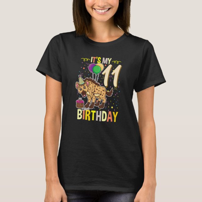 Den 11:e födelsedagen Hyena T Shirt (Framsida)