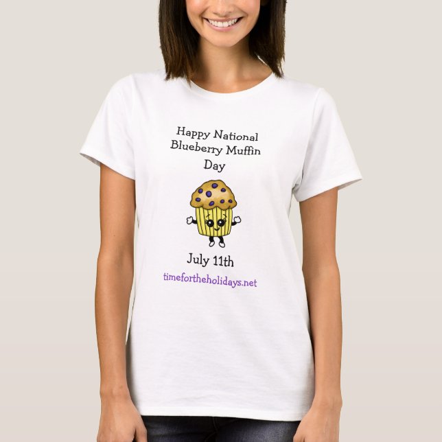 Den 11 juli månads nationella blåbärsmuffindag t shirt (Framsida)