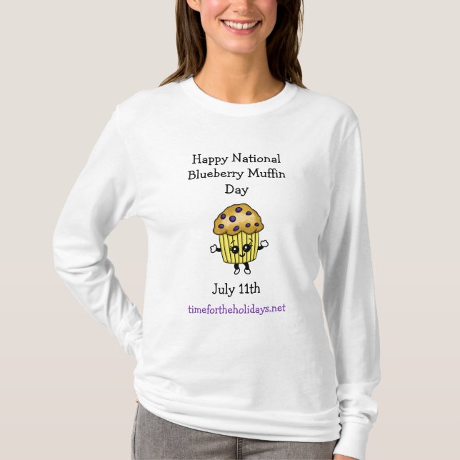 Den 11 juli månads nationella blåbärsmuffindag t shirt (Framsida)
