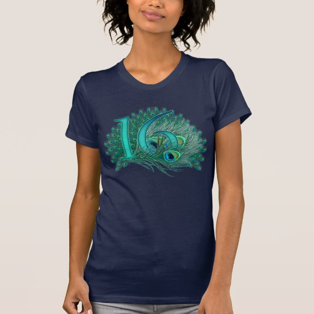 den 16th dekorerade födelsedagen numrerar tee shirt (Framsida)