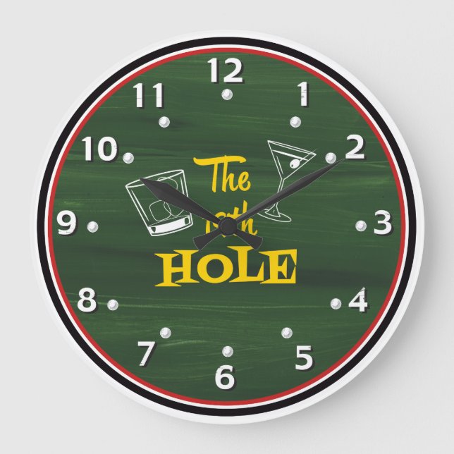 Den 19:e Hål Whimsical Golfer's Clock Stor Klocka (Framsida)