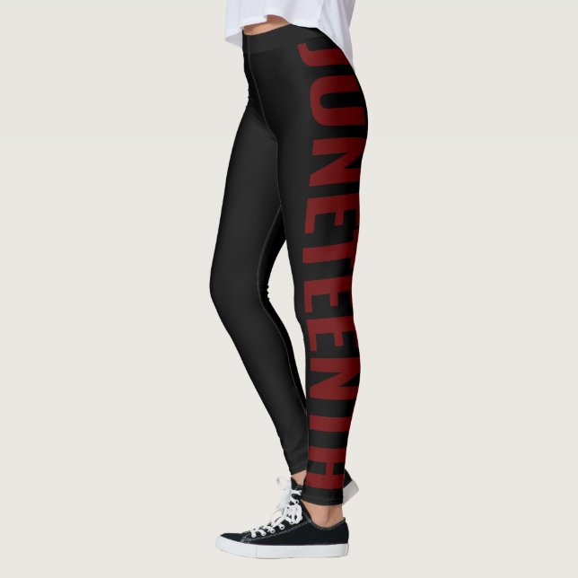 Den 19 JUNETEENTH, Svart Grönten Röda frihetsdagen Leggings (Vänster)