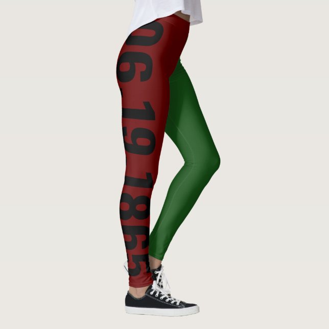 Den 19 JUNETEENTH, Svart Grönten Röda frihetsdagen Leggings (Höger)