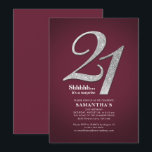 Den 21:a överraskande födelsedagen i Modern Silver Inbjudningar<br><div class="desc">Skapa din egen moderna burgundi-överraskning på 21:a födelsedag med dina party-detaljer om burgundisk bakgrund och populärt typsnitt som du enkelt kan ändra genom att klicka på knappen "Anpassa"</div>