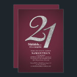 Den 21:a överraskande födelsedagen i Modern Silver Inbjudningar<br><div class="desc">Skapa din egen moderna burgundi-överraskning på 21:a födelsedag med dina party-detaljer om burgundisk bakgrund och populärt typsnitt som du enkelt kan ändra genom att klicka på knappen "Anpassa"</div>