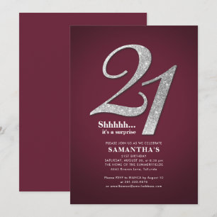Den 21:a överraskande födelsedagen i Modern Silver Inbjudningar