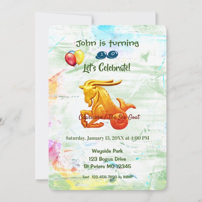 Den 22-19 januari - födelsedagen Capricorn Inbjudningar (Framsida)