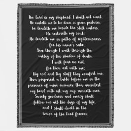 Den 23:e psalmen svart med vit hand, skriven fleecefilt