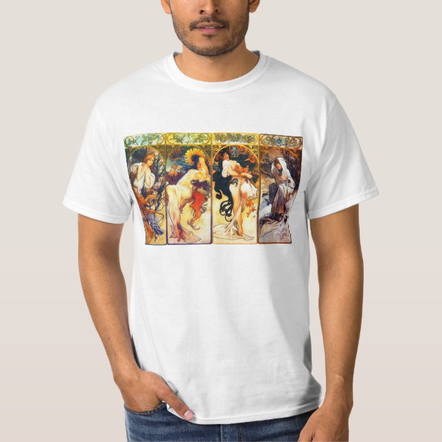 Den 2nd uppsättningen för säsonger vid den Mucha T Shirt (Framsida)
