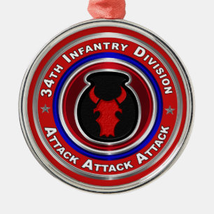 Den 34:e infanteridivisionen Keepsaké-jul Julgransprydnad Metall