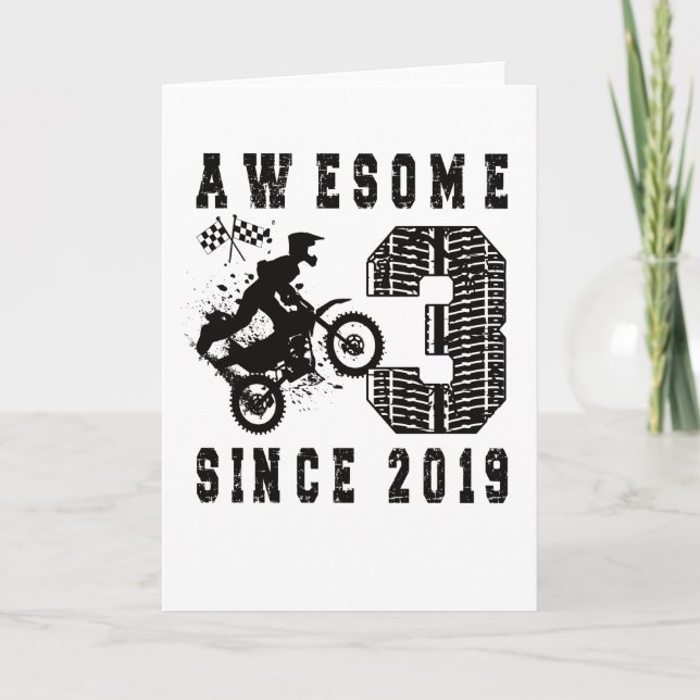 Den 3:e födelsedagen Gift Dirt Bike Boy Born 2019 Kort (Framsida)