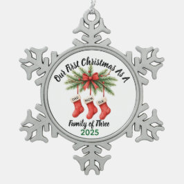 Den 3 första jultomten 2025 snöflinga pewter julgransprydnad