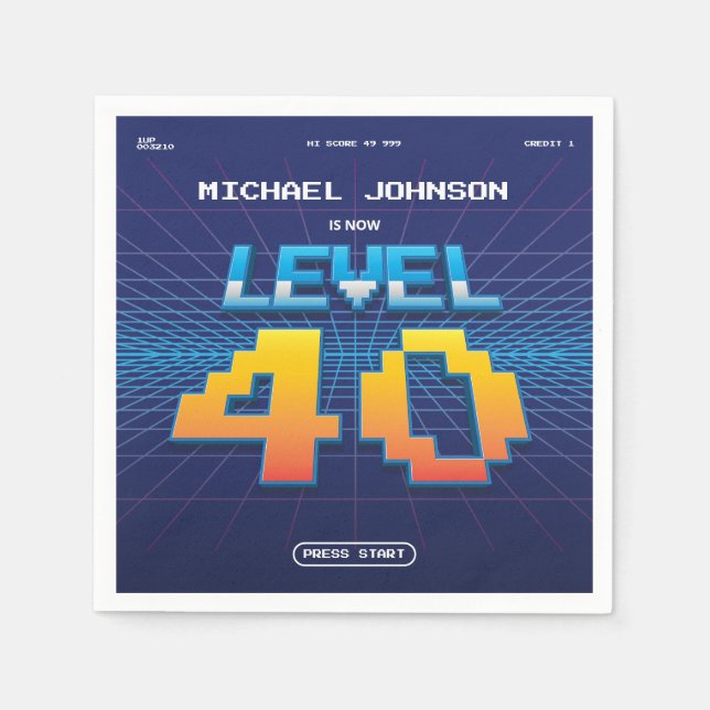 Den 40:e födelsedagen Retro 80:e Anpassningsbarna  Pappersservett (Framsidan)