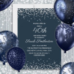 Den 40:e födelsedagen vid marinblått Silver Diamon Inbjudningar<br><div class="desc">Elegant och chic: 40:e födelsedag för kvinnor med mousserande glitter och vit kalligrafi/manustext. Text och typsnitt är helt och hållet anpassade på den här inbjudan så du kan ändra den till att fungera i vilken ålder som helst. Kontakta oss om du behöver hjälp med dina anpassningar eller om du vill...</div>