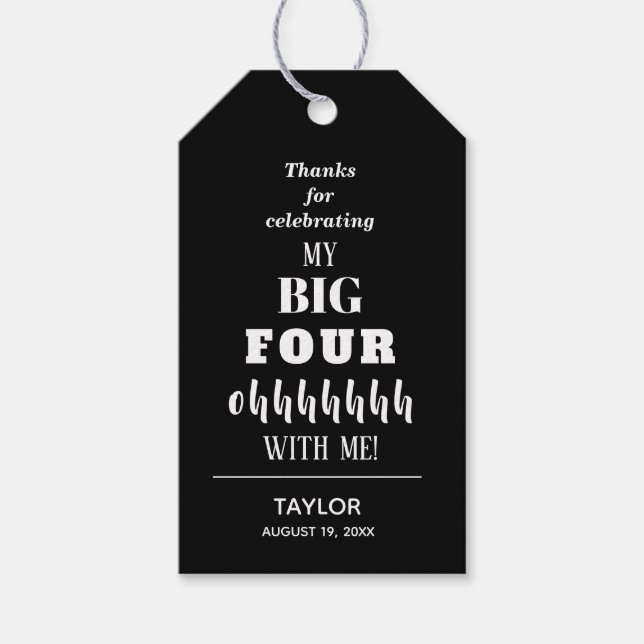 Den 40:e födelsedagspartiets biförmån i BIG Presentetikett (Framsidan)