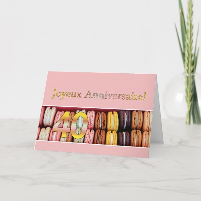 Den 40:e Fransken av födelsedagen: Macaron-Joyeux  Kort (Framsida)