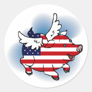 Den 4-4 juli 2011: Patriotic Flies Gris Stickers Runt Klistermärke