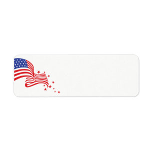 Den 4:e amerikanska Flagga och stjärnan i juli Returadress Etikett