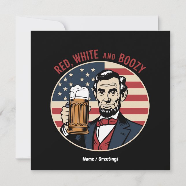 Den 4:e juli Red White och Boozy Inbjudningar (Framsida)