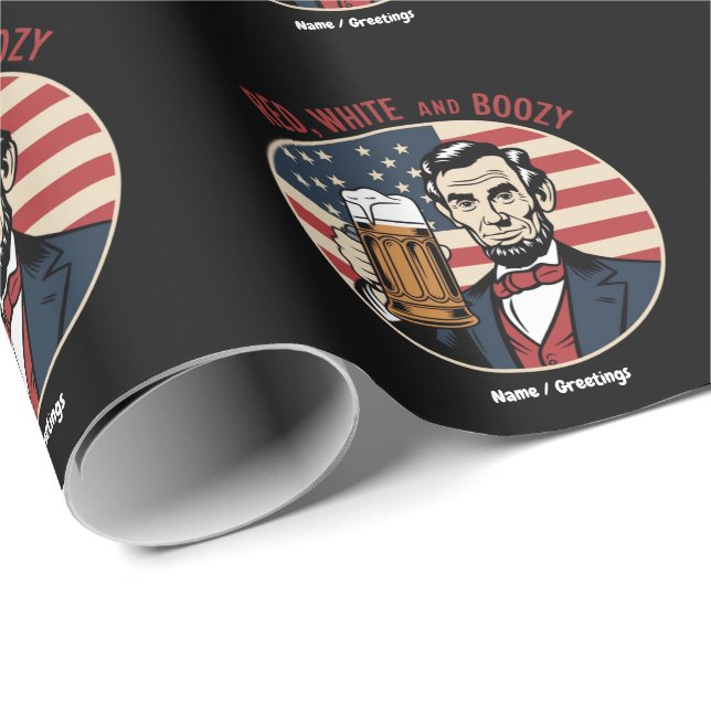 Den 4:e juli Red White och Boozy Presentpapper (Rullad Hörn)