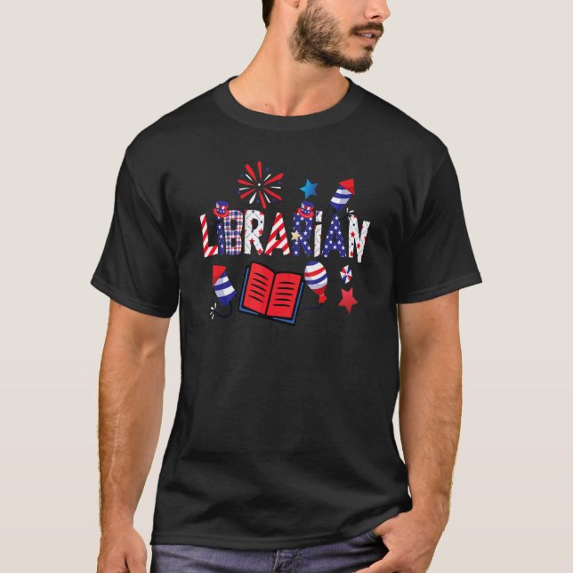 Den 4 juli 2010, den amerikanska Flagga Librarian  T Shirt (Framsida)