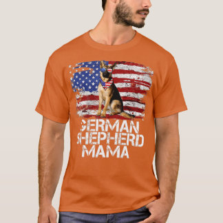 Den 4 juli 2010 Tyska shepherd MAMMA AMERICAN FLAG T Shirt