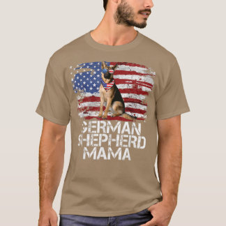 Den 4 juli 2010 Tyska shepherd MAMMA AMERICAN FLAG T Shirt