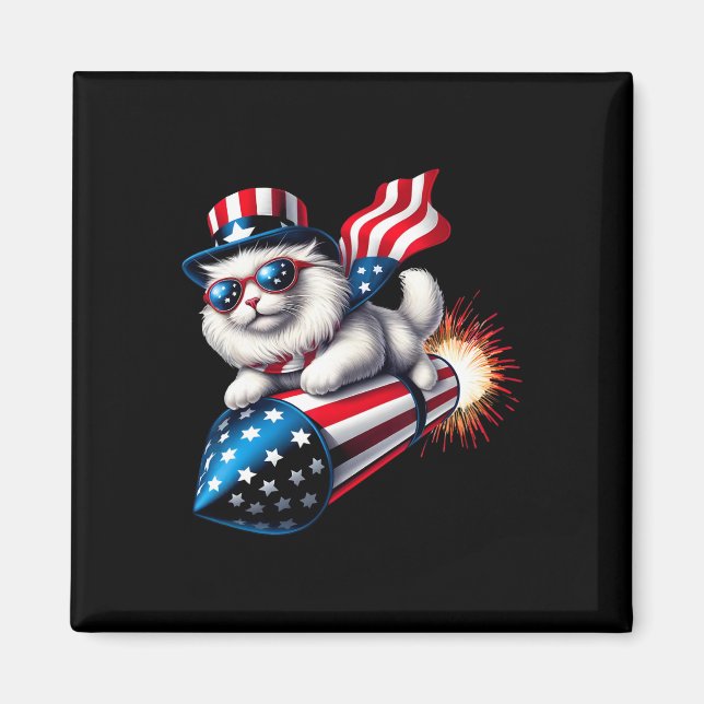 Den 4 juli 2010 var det 4:e Patriotic Cat Rocket m Magnet (Framsidan)
