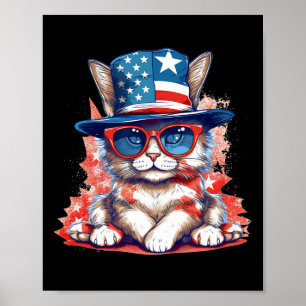 Den 4 juli 2011, Cat Patriotic USA flagga American Poster