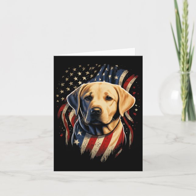 Den 4 juli 2011 Gult Patriotic American Labrador Kort (Framsida)