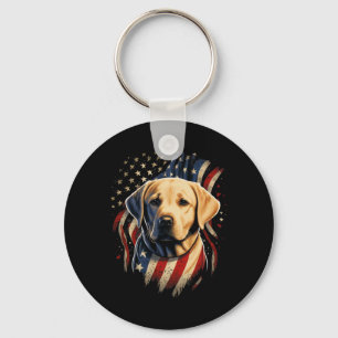 Den 4 juli 2011 Gult Patriotic American Labrador Nyckelring