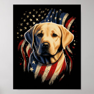 Den 4 juli 2011 Gult Patriotic American Labrador Poster