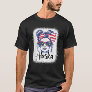 Den 4 juli 2011: Messy Bun Alaska Flagga State Gir T Shirt