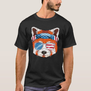 Den 4 juli, 4:e USA-Flagga Patriotic Red Panda T Shirt
