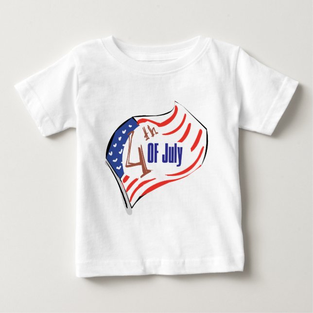 Den 4 juli amerikanska Flagga Tee Shirt (Framsida)