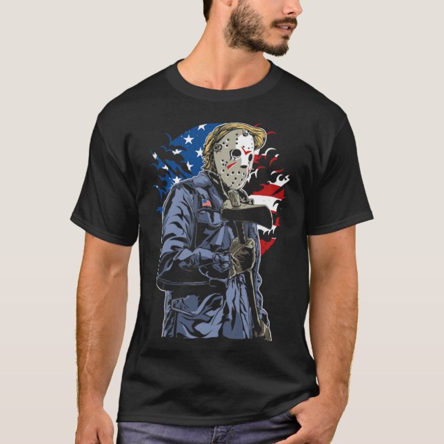 Den 4 juli amerikanska skräcken t shirt (Framsida)